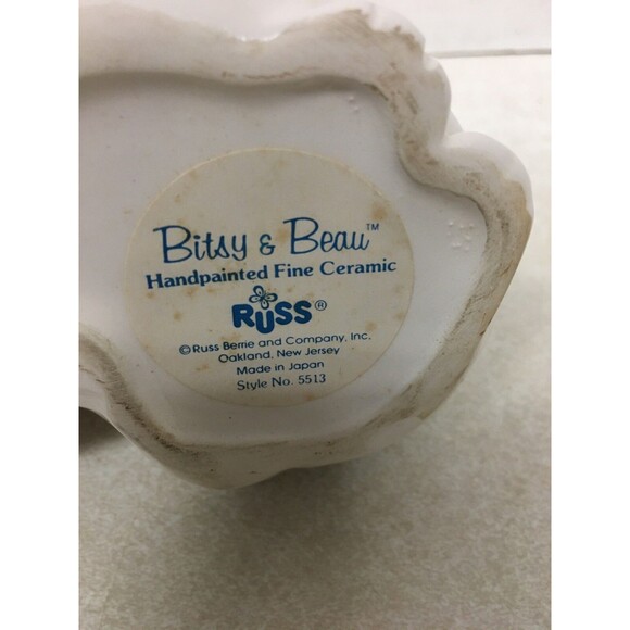 Vintage Fine Ceramic Hand Painted Russ Berrie & Co. Bitsy & Beau Coin Bank - Picture 5 of 5